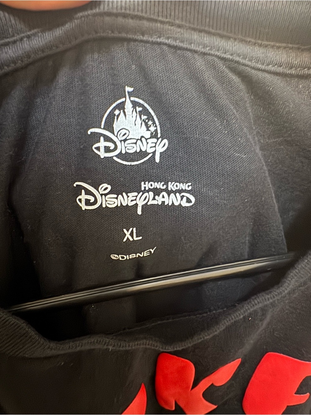 Disney Black T‑Shirt with Red Mickey Lettering and Blue & White Graphics - Picture 3 of 3